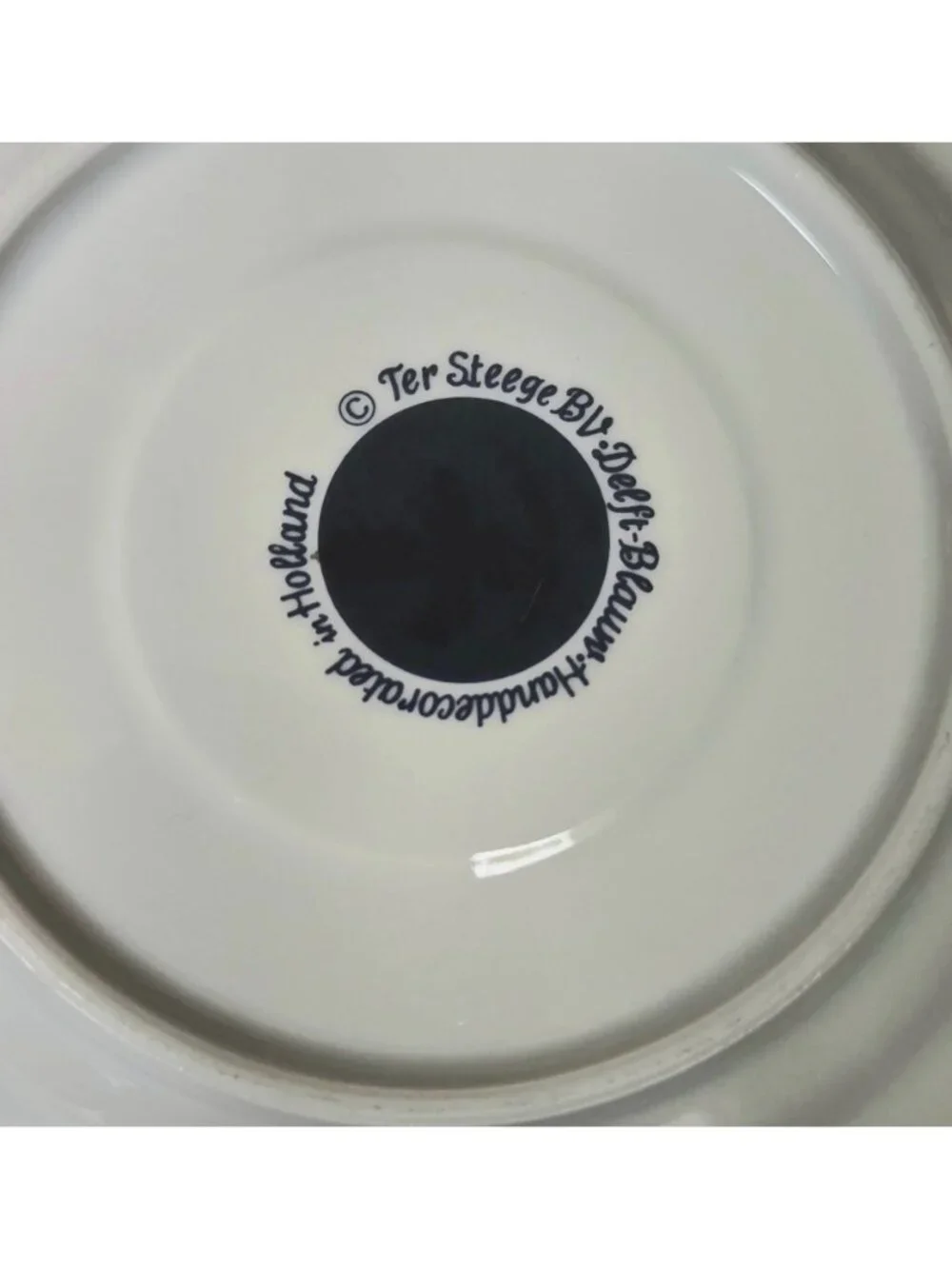 Delft Blue & White Windmill Porcelain Teapot Cup And Saucer Set With Gold Accent